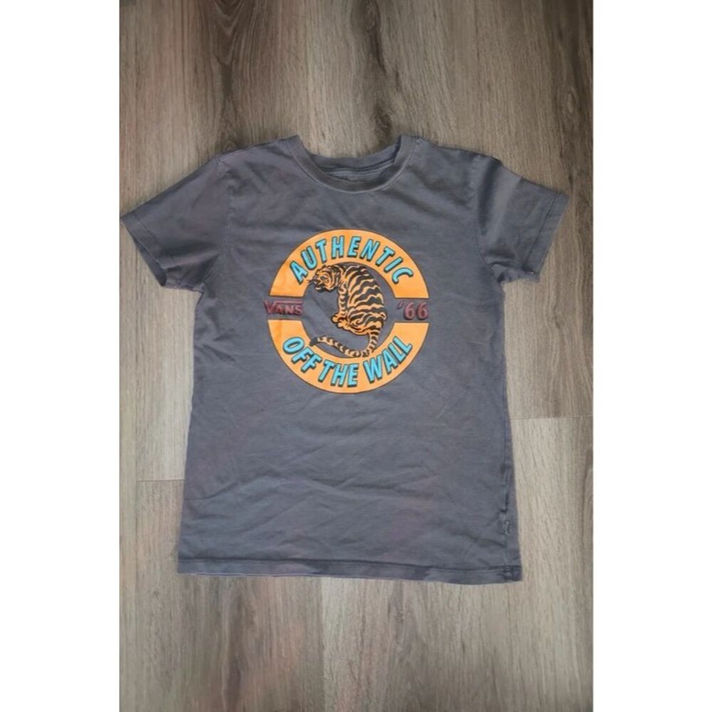 Vans Off The Wall Black Tiger Graphic Short Sleeve Tee T-Shirt Top Size xs